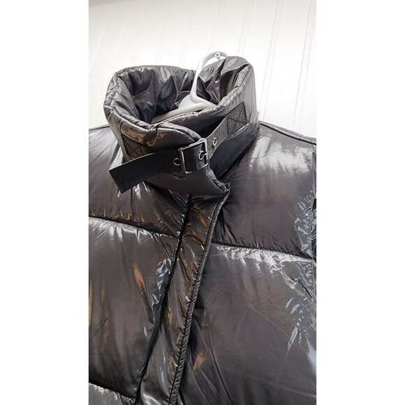 Bernardo Womens Puffer Vest With High Neck with Belt Strap & Snap Pockets - Picture 4 of 15